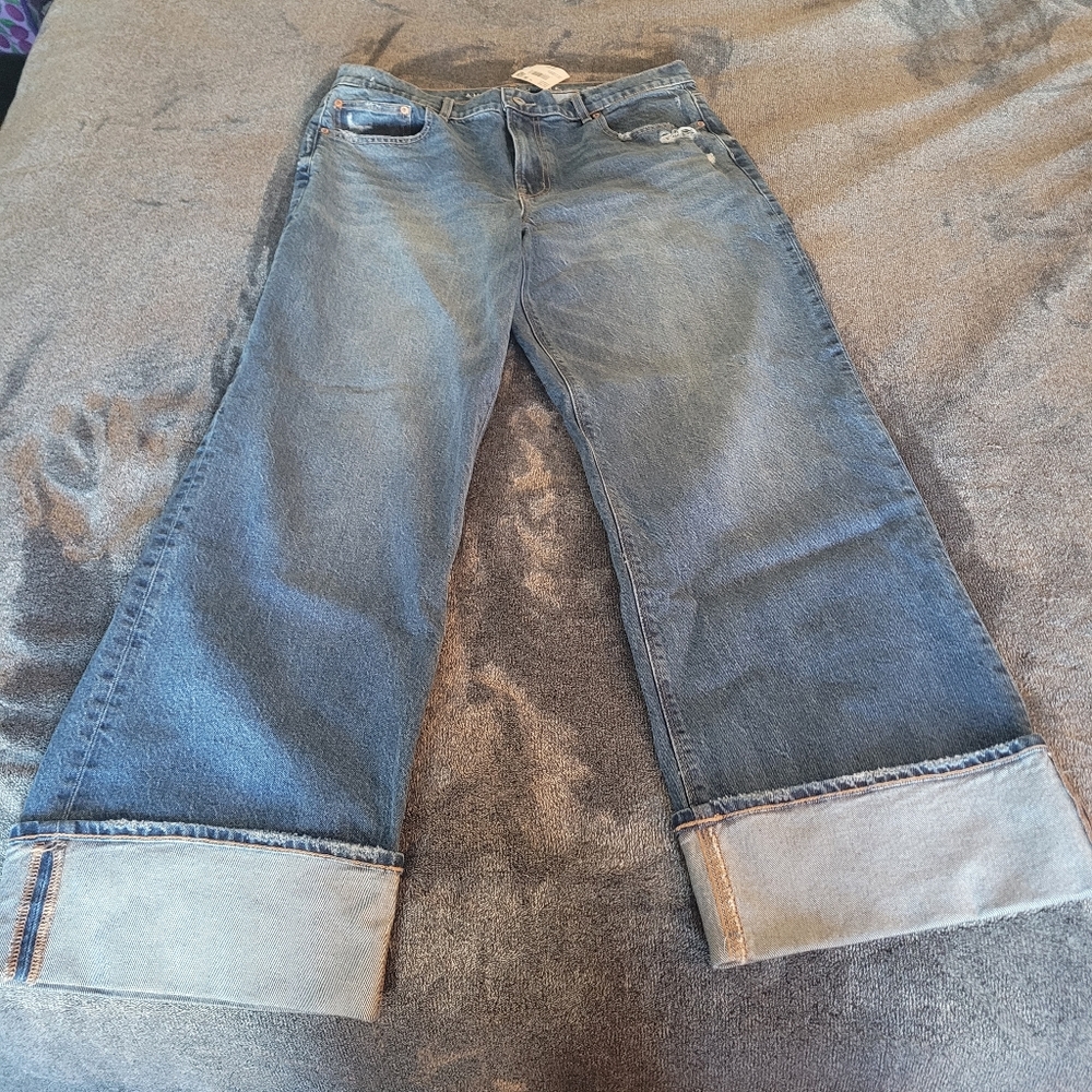 American Eagle Outfitters Mid Blue Wide Leg Jeans - Picture 3 of 6